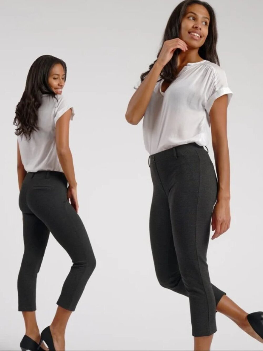 New Betabrand Charcoal Crop Classic DPYP Dress Pant Yoga Pants Medium